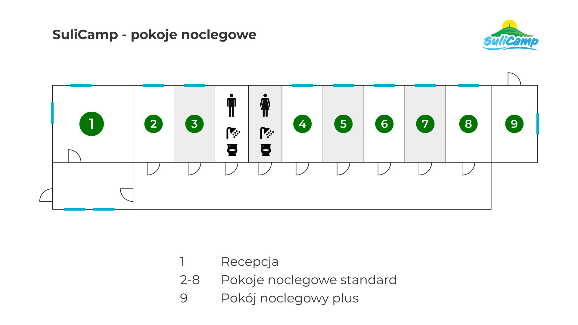 Rozkład pokojów noclegowych